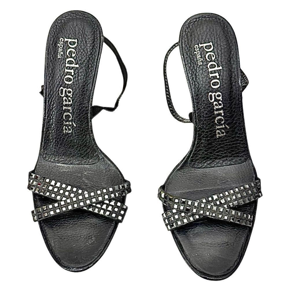 Pedro Garcia Black Studded Leather Stiletto Heel Sandals Women’s US 6.5 EU 36.5 - Picture 8 of 10